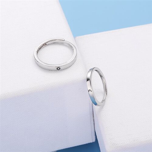 New Fashion Couple Ring Silver Plated Sun Moon Adjustable Op