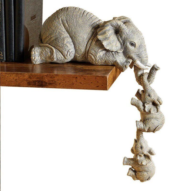 3pcs/set Cute Elephant Figurines Elephant Holding Baby Eleph