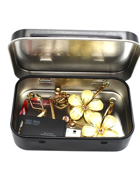 1 pc Survival Kit Tin Small Empty Metal Tin Silver Black Gol