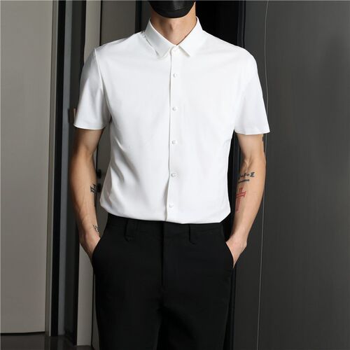 Summer Light Business Ice Silk Shirt Mens Short-sleeved Non