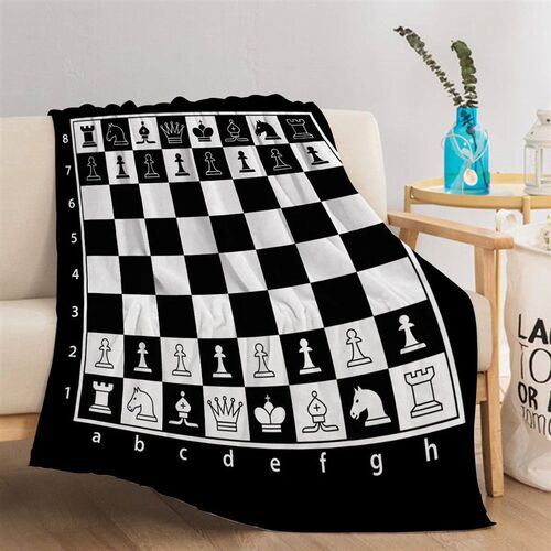 Chess Board Flannel Fleece Throw Blanket Grid Checkered Patt