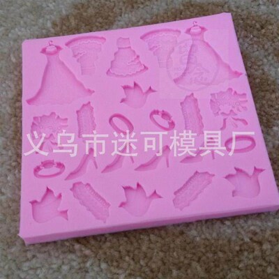 -Baking cake silica gel mold wedding dress shoes are silica