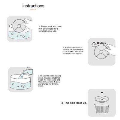 Activated Carbon Water Filter For Cat Drinking Fountain, 2L