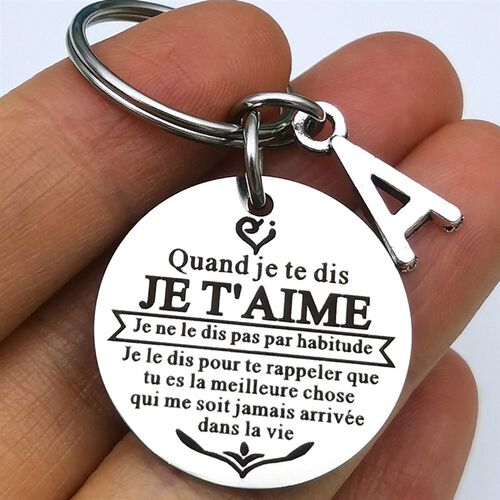 French Anniversary Keychain for Wife Husband Couple Valentin