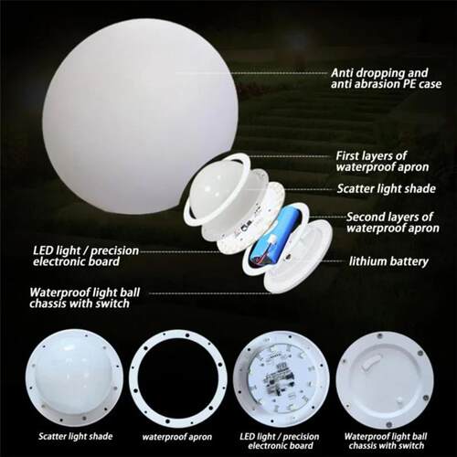 Waterproof LED Garden Ball Light Rechargeable Landscape Ligh