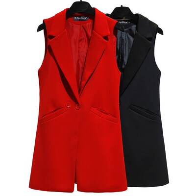 New Blazer Casual Solid Vest Waistcoat Women Temperament Lap