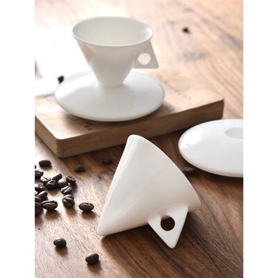 Bone china hand brewed coffee cups and saucers set with spoo