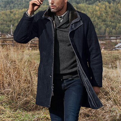 MidLong Loose Wool Coat for Men in Autumn Winter Europe Amer