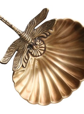 黄铜首饰托盘复古法式小盘蜻蜓装饰桌面摆件软装配饰