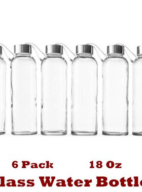 Glass Water Bottles Drinking Jar Juice Beverage Container