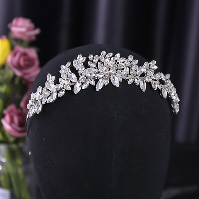Bridal Headband Handmade Rhinestone Flower Hairband Crystal