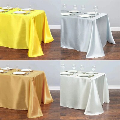 Solid Color Satin Table Cloth Tablecloth Table ver Overlay F