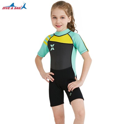 New Childrens 2.5MM Warm Wetsuit One-piece Short-sleeved Su