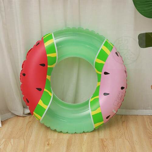 。 Summer double color round watermelon swimming ring adult