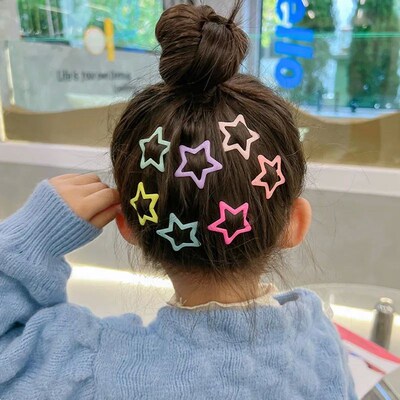 10pcs/set Cute Colorful Star Waterdrop Shape Hair Clips For