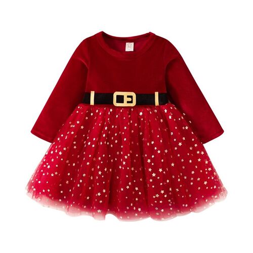 Christmas baby Party Dress kids clothes girl Santa Claus