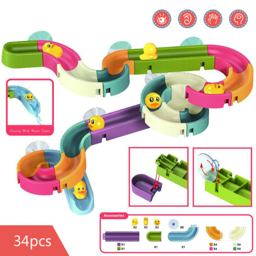 Baby Bath Toys DIY Marble Race Run Assembling Track Bathroom