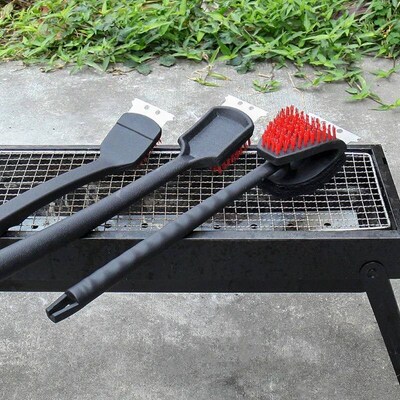 2024 New Barbecue Grill Brush Nylon Bristles Stainless Steel