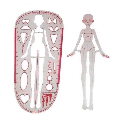 2x Fashion Drawing Template Ruler Professional Clear
