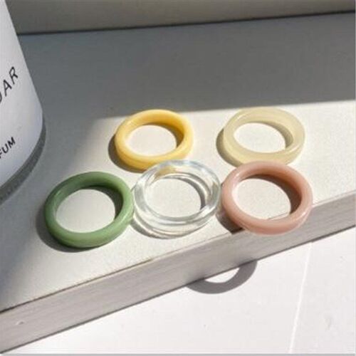 Simple Resin Ring Pearl Ring 3Piece Acrylic Ring Set for Wom