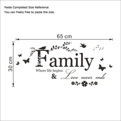 Family Love Never Ends Quote Vinyl Wall er Wall Decals Lette