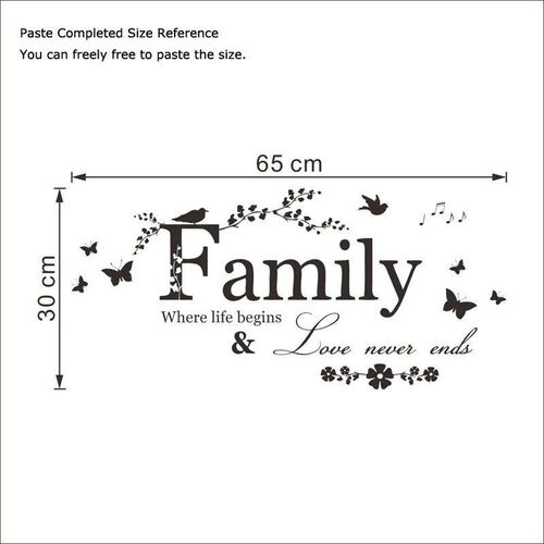 Family Love Never Ends Quote Vinyl Wall er Wall Decals Lette