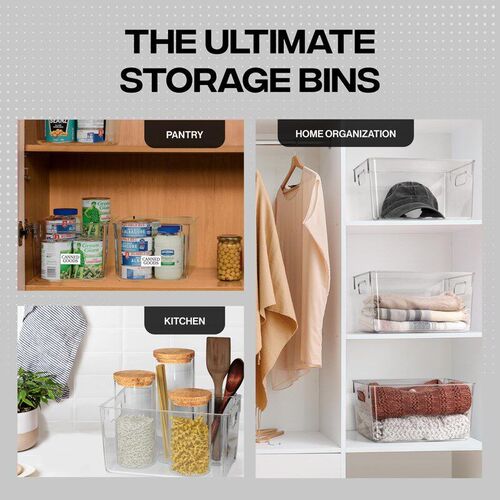Home and Kitchen Organization Plastic clear storage bins box