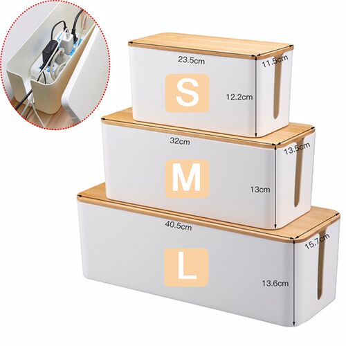 Cable Storage Box Wooden Power Line Storage Case Dustproof C
