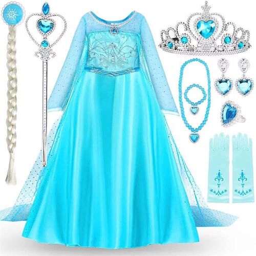 2024 New Elsa Dress For Girl Summer Dress Princess Cosplay C