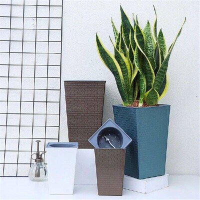 Large Flowerpot Imitation Metal Plastic Tall Planter Garden