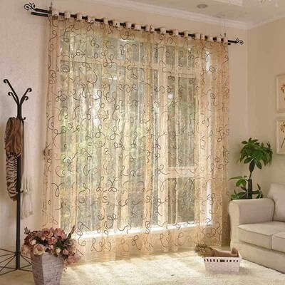 Modern Bird Nest  Embroidered  Tulle Curtains for Living roo