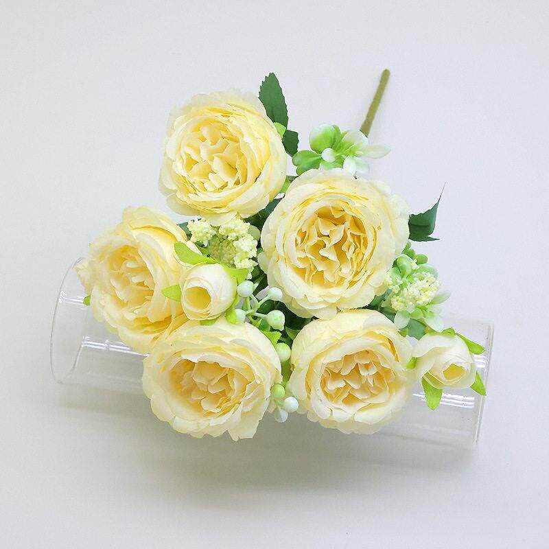 30cm Rose Pink Silk Peony Artificial Flowers Bouquet 5 Big H图片