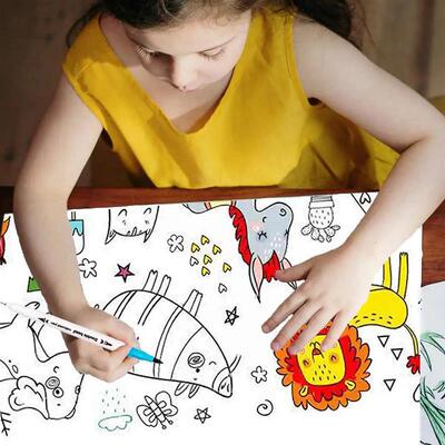 90cm Animal Childrens Drawing Roll DIY Coloring Paper Roll