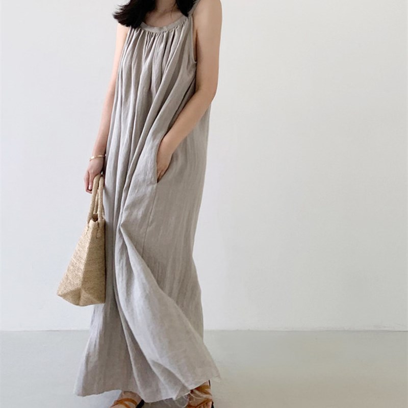 4Colors Summer Vintage Long Shirt Dress Female 2022 Beach Wo图片