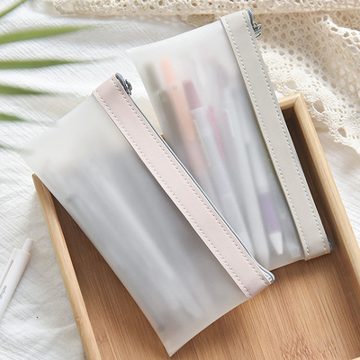 Simple Transparent TPU Leather Korean Fashion INS Pencil Bag