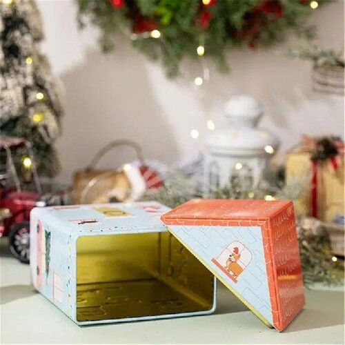 808A Novelty Blue Pet House Tin Box Storage Case for Office