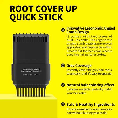 3 Colors Hair Coloring Stick Quickly Covers Gray White Hair