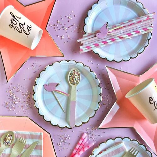 Circus Paper Disposable Tableware Red Striped Plates Cups We