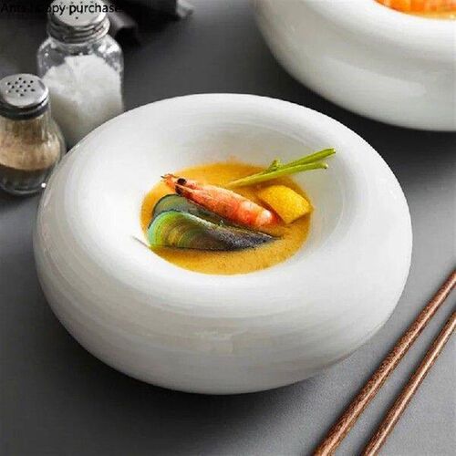 Creative White Ceramic Tableware Salad Dessert Bowl Snack