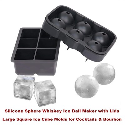 Ice Cube Trays  Silicone Sphere Whiskey Ball Maker Square