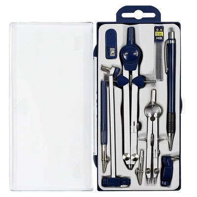 9Pc Geometry Set Metal Compass Geometry Precision Tool for S