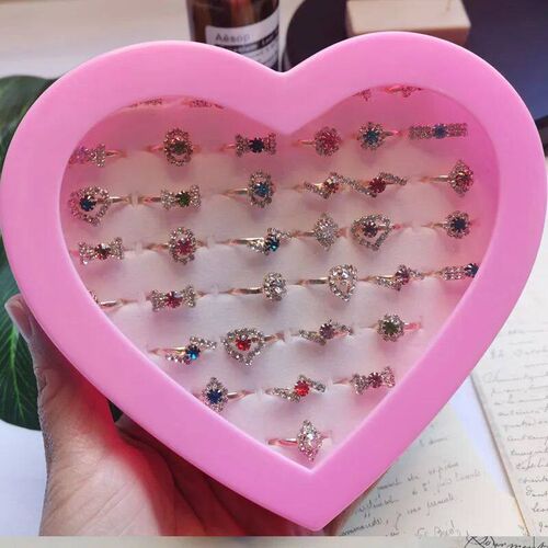 12Pcs/set Fancy Adjustable Rhinestone Rings Princess Party F