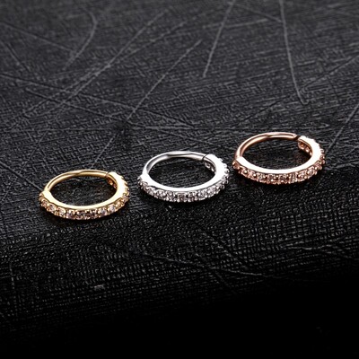 nose ring rings 个性欧美带钻 nosering 鼻环无洞鼻钉小钻超闪