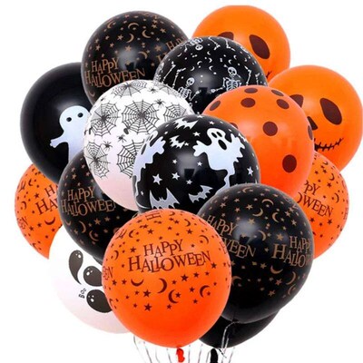 10-50pcs Halloween Balloons Large Latex Balloon Black Orange