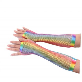 Rainbow Mermaid Arm Sleeves Fish Scale Pattern Printed Finge