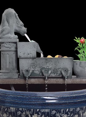 养鱼增氧陶瓷鱼缸循环流水造景招财摆件庭院室外鱼池流水石