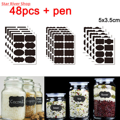 36-54pcs/Set Erasable Blackboard Sticker Craft Kitchen Jars