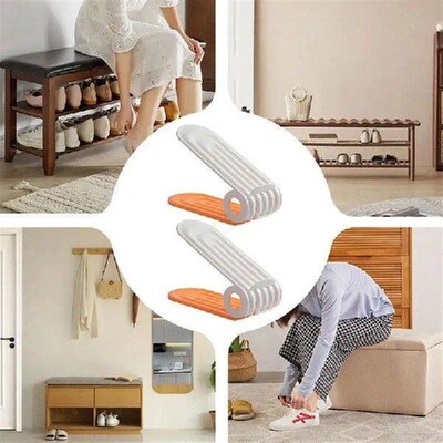 Shoe Slot Organizer 4 Levels Adjustable Anti-Slip