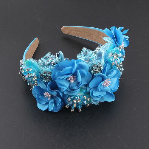 Baroque Luxury Shiny Rhinestone Crystal Pearl Flower Headban