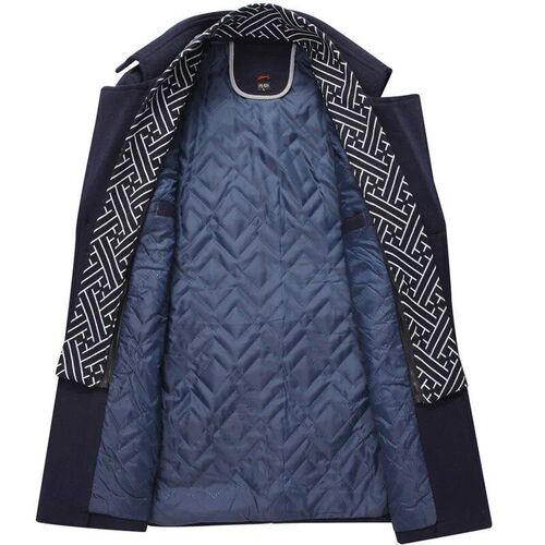 Winter Mens Woolen Coats Fashion Thicken Mid Length Trench